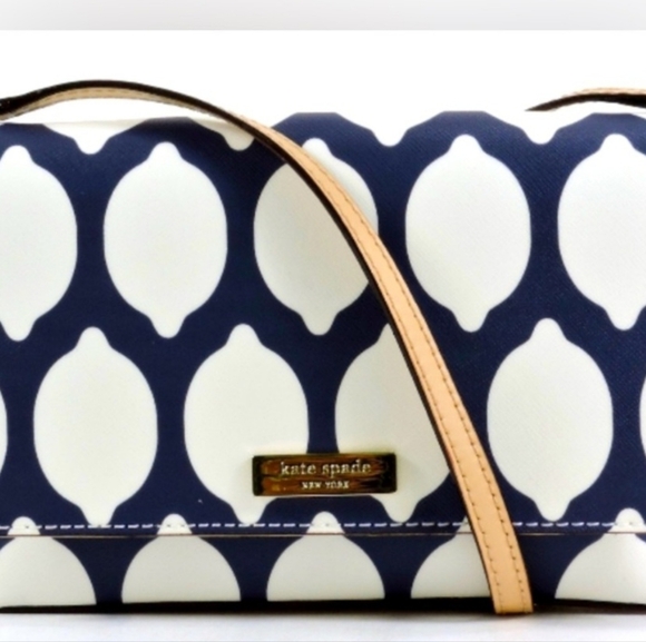 kate spade Handbags - Kate Spade NY Vintage GRANT STREET CROSSBODY Navy & White French Lemon EUC
